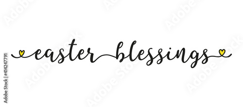 Hand sketched EASTER BLESSINGS phrase as banner.  Lettering for poster, label, sticker, flyer, header, card, advertisement, announcement.