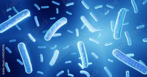 Lactobacillus probiotic microbiome bacteria 3d rendering © Artur