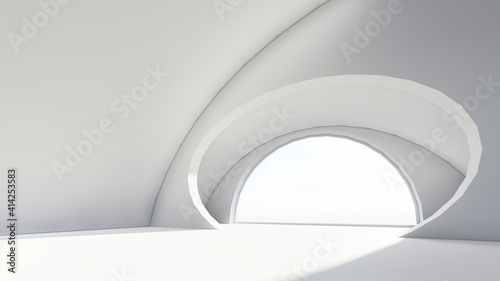 Architecture interior background blank spherical room 3d render