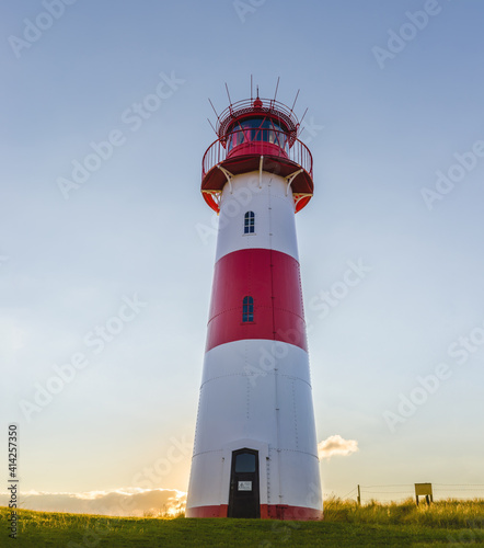 Lighthouse List East on a dune of the island Sylt  North Sea  Germany  HDR  Panorama vertical.