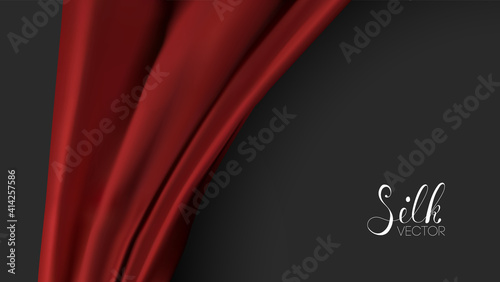 Red Fashion Background. Red silk on black background. Luxury background template vector illustration. Award nomination design element.