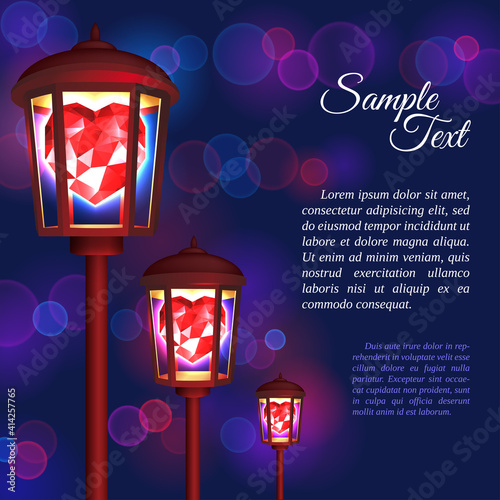 Street Lamps Designed as Glowing Heart.