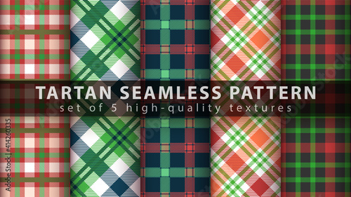 Set classic tartan seamless pattern.