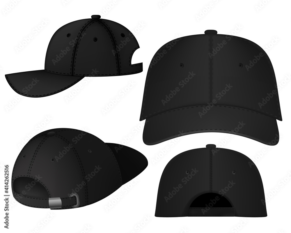 Uniform cap or hat. Mockup and blank template of baseball uniform cap ...