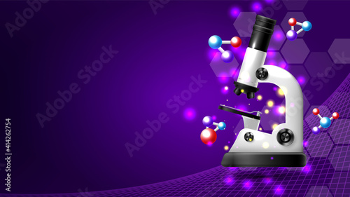 Laboratory background with realistic microscope