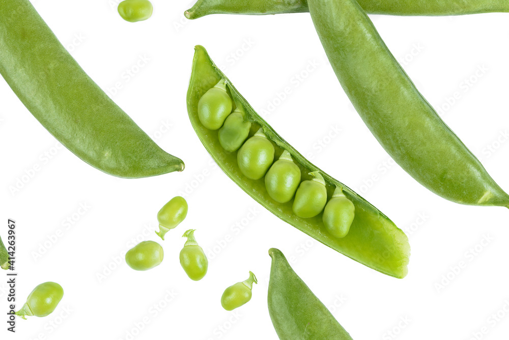 Peas pods on white background Peas pods on white background