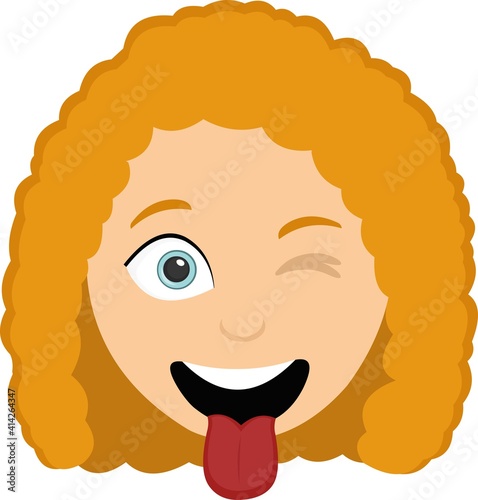 Vector emoticon illustration of a cartoon head with his tongue out and a wink in his eye