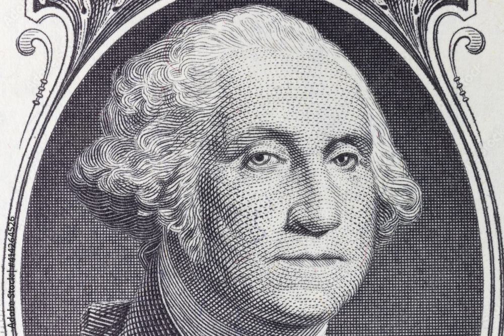 President George Washington on the obverse of a one dollar bill for ...