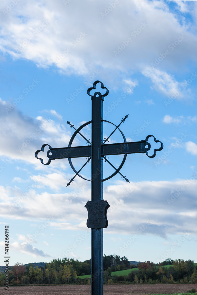 Canada, Nova Scotia, Annapolis Valley. Grand-Pre National Historic Site, site of the deportation of Canada's early French-Acadians by the English. Deportation Cross. Canada, Nova Scotia, Annapolis Valley. Grand-Pre National Historic Site, site of the deportation of Canada's early French-Acadians by the English. Deportation Cross.