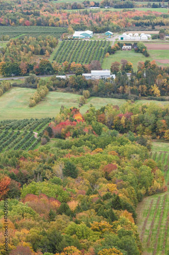 Canada, Nova Scotia, Canning. The Lookoff, elevated view of the Annapolis Valley in autumn.