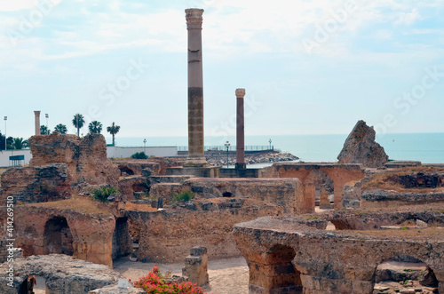  View of Ruins of Roman Antonine Baths in the Carthage Area of Tunis