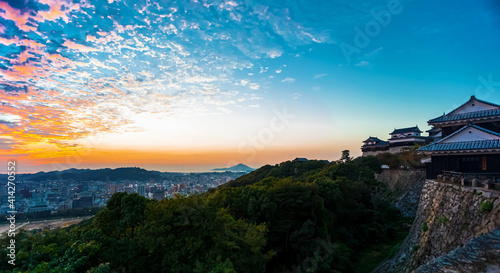 Ancient Matsuyama Castle in Matsuyama, Ehime, Japan photo