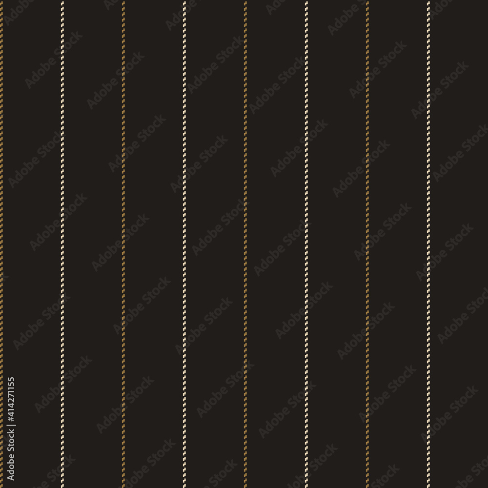 Stripe pattern thin line textured stitched dark background. Seamless slim tattersall stripes in black, gold, beige for shirt, skirt, trousers, dress, other autumn winter casual fashion textile print.