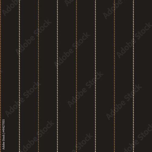 Stripe pattern thin line textured stitched dark background. Seamless slim tattersall stripes in black, gold, beige for shirt, skirt, trousers, dress, other autumn winter casual fashion textile print.