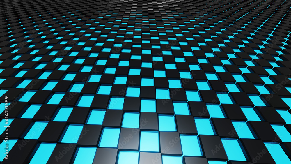 Abstract dark black metallic rectangle with blue light Abstract dark black metallic rectangle with blue light