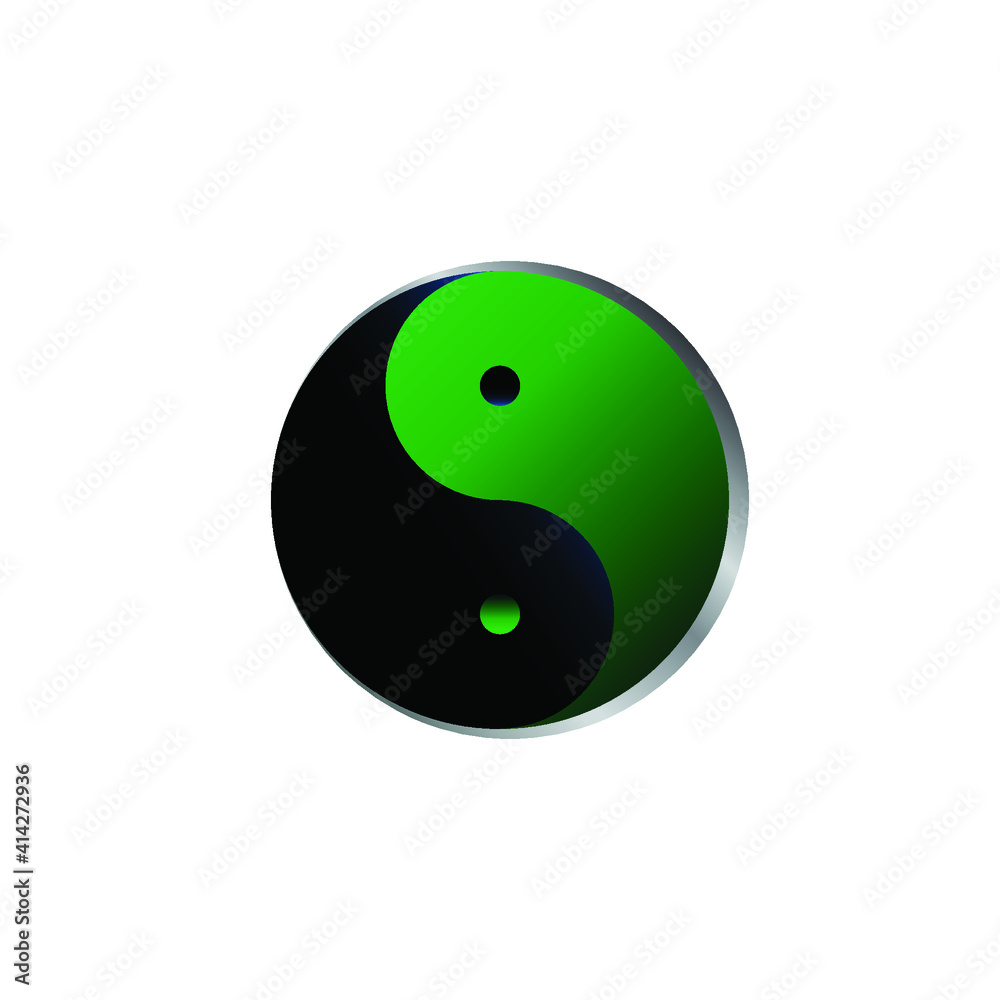 Yin Yang black and green in white background, Vector Yin and Yang symbol of harmony and balance Yin Yang black and green in white background, Vector Yin and Yang symbol of harmony and balance