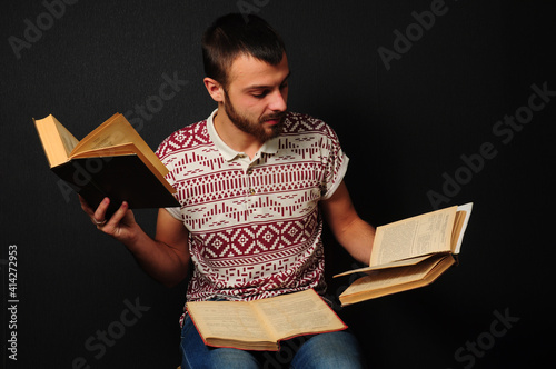 man reading a book