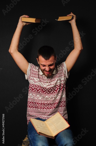 man reading a book