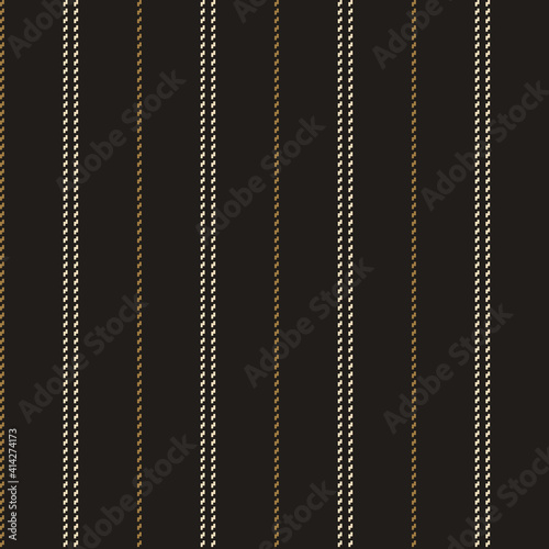 Stripe pattern slim line textured stitched dark graphic. Seamless slim tattersall stripes in black, gold, beige for shirt, skirt, trousers, dress, other autumn winter everyday fashion fabric design.
