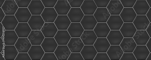 Dark grey hexagon ceramic tiles. Modern seamless pattern, dark grey colored hexagon ceramic tiles. 