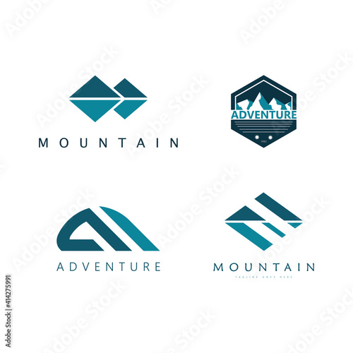 Set of abstract Adventure Logo, Mountain on Vintage Logo Design vector icon illustration