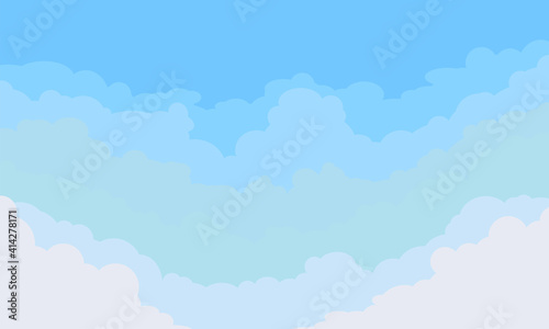 Clouds in blue sky, cloud background, vector