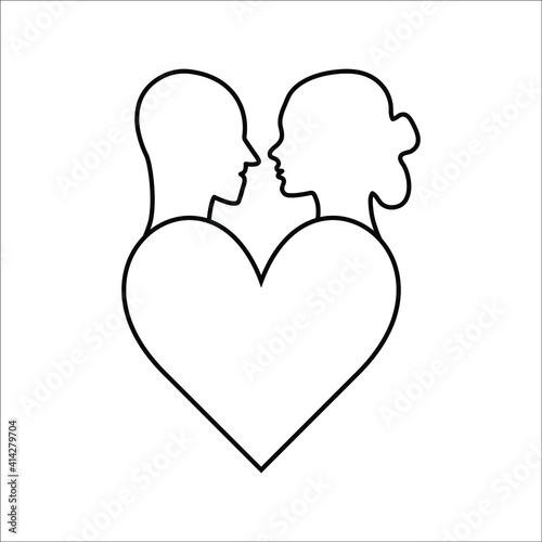 Couple in love icon. Vector illustration. Boyfriend and girlfriend love each others.