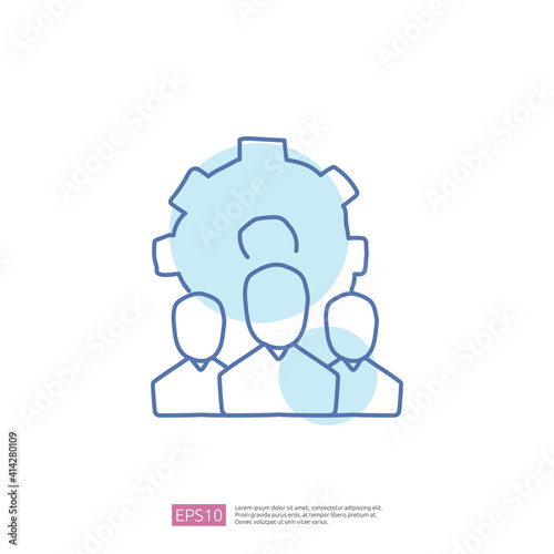 team leadership concept doodle icon with man and gear symbol. corporate teamwork icon sign vector illustration