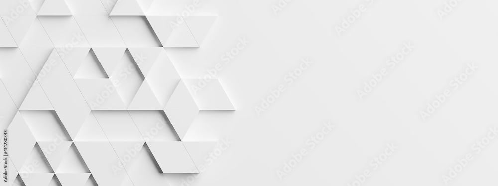 Random shifted white triangle background wallpaper banner pattern with copy space