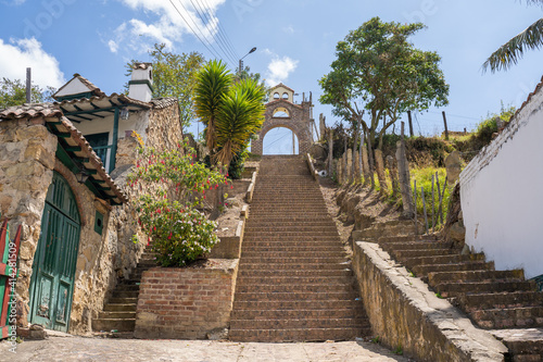 les jolis escaliers de la Calle 8 de Monguí, Boyacá, Colombie