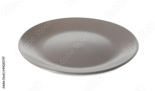 New grey ceramic plate isolated on white