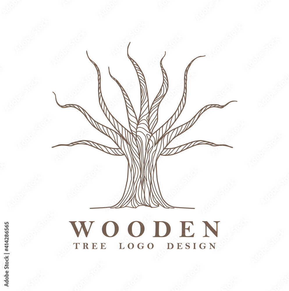 Obraz premium Wooden logo design template vector, drought tree concept