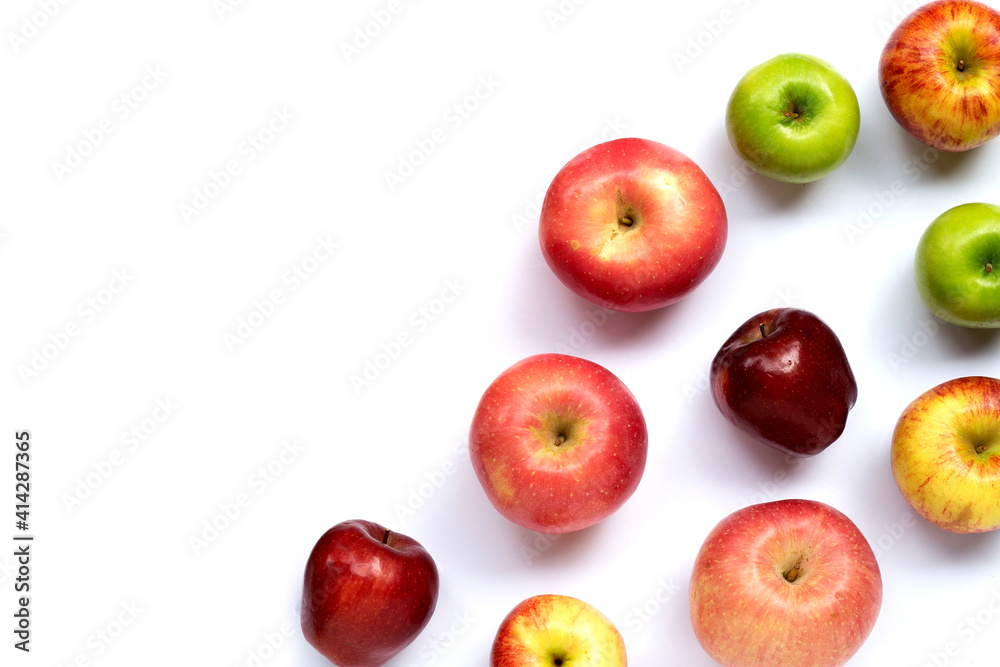Fresh juicy apples on white background. Fresh juicy apples on white background.