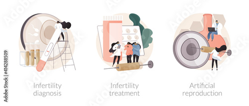 Family planning abstract concept vector illustration set. Infertility diagnosis and treatment, artificial reproduction, in vitro fertilization, medical examination and therapy abstract metaphor.