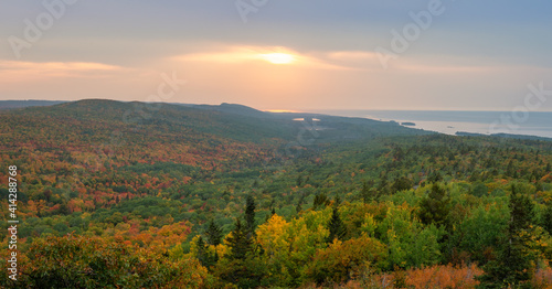 Autumn Sunset from Brockway Mountain Drive near Copper Harbor in the Michigan Upper Peninsula - Lake Superior