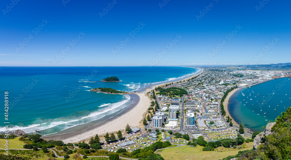 aerial view of the beach state, Mount Maunganui.