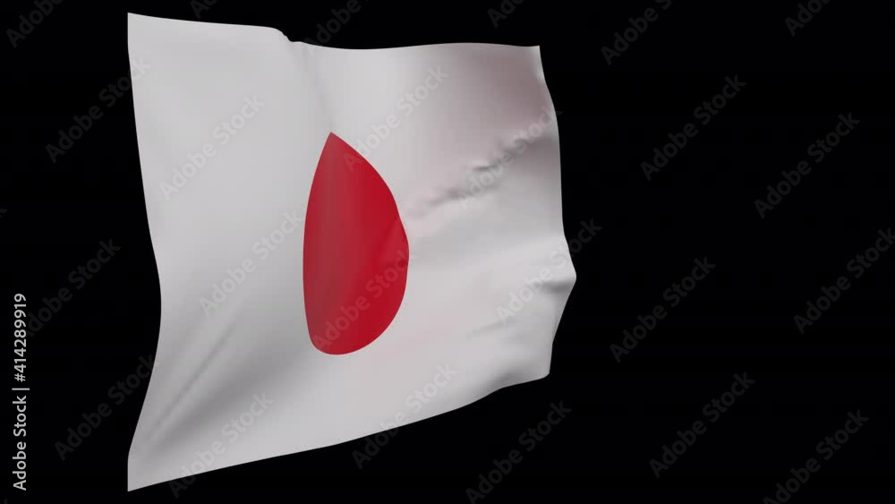 Japan waving flag seamless loop animation. 4k Alpha Channel transparent ...