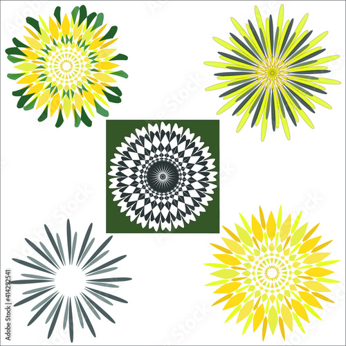 Combo pack of 5 colorful geometric star shapes on a white background