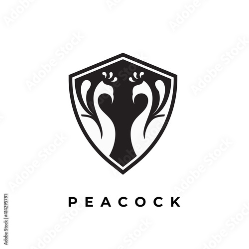 badge animal shield peacock logo