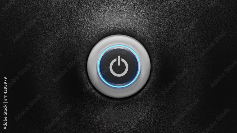 Businessman press the power button. Power on concept. 3D video Businessman press the power button. Power on concept. 3D video