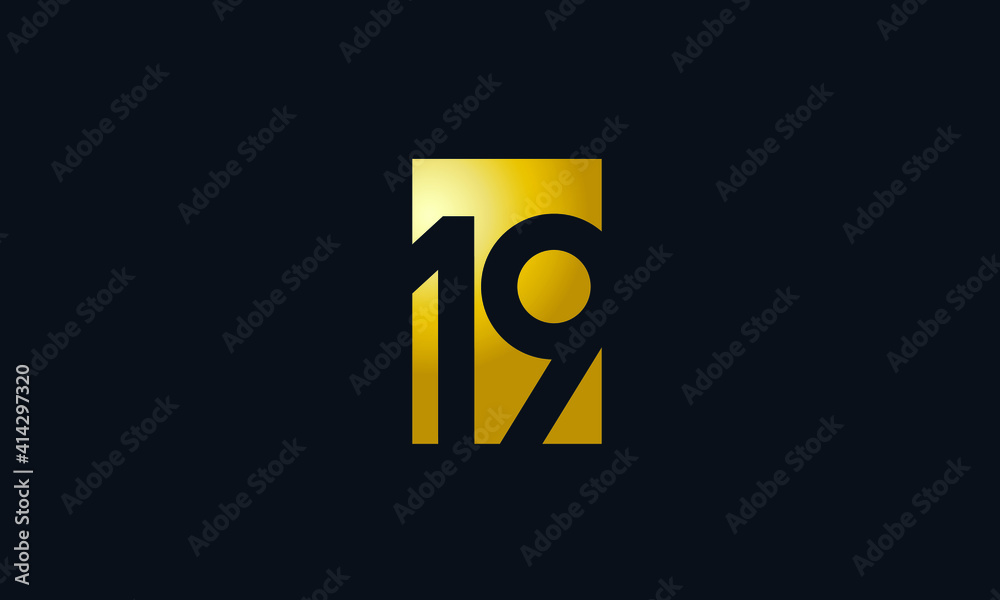Unique Modern Gold Box Number 19 Logo - obrazy, fototapety, plakaty 