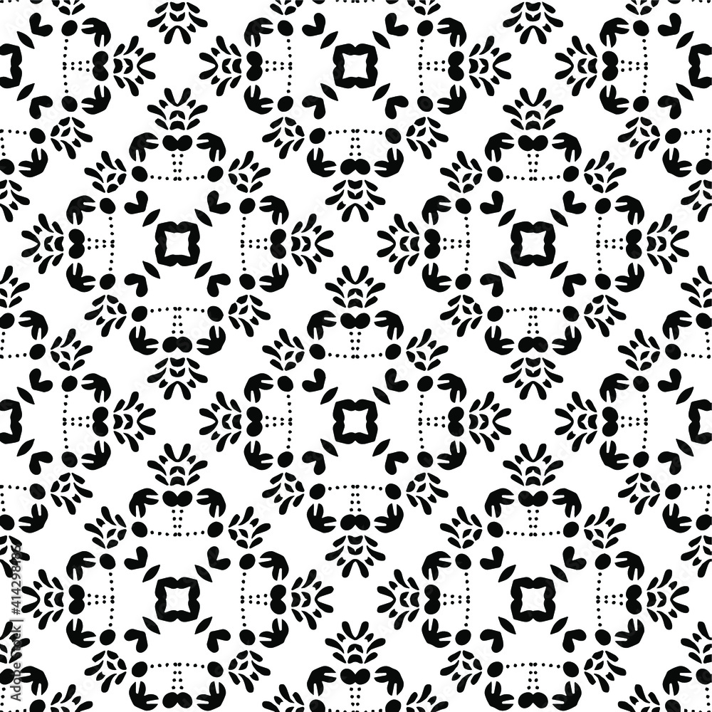 Geometric vector pattern with triangular elements. Seamless abstract ornament for wallpapers and backgrounds. Black and white colors.