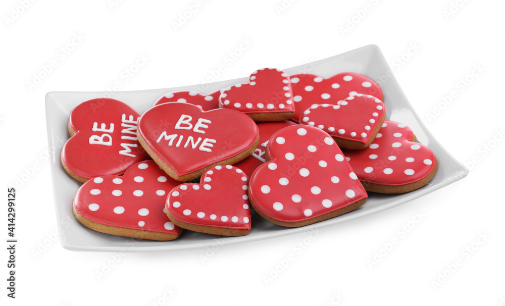 Delicious heart shaped cookies on white background. Valentine's Day Delicious heart shaped cookies on white background. Valentine's Day