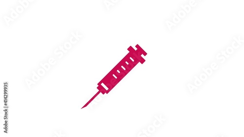 Nine vaccine animation, syringe icon, vaccination symbol, color isolated on white background, with alpha matte.