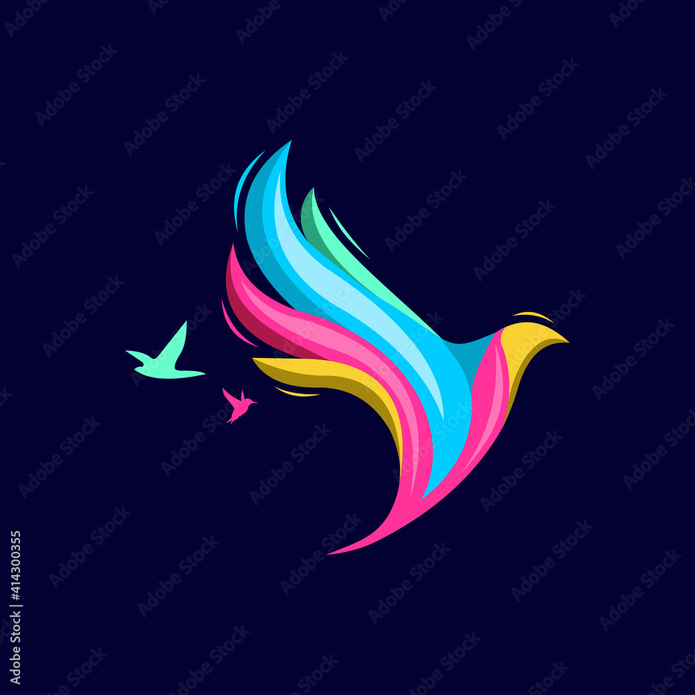 Colorful family bird logo design