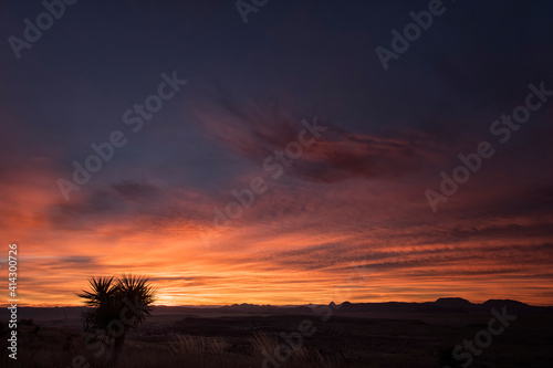 Davis Mountains sunrise;  near Ft Davis, Texas photo