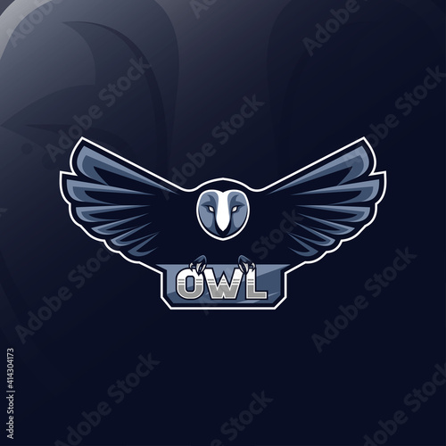 Owl flying mascot logo esport design