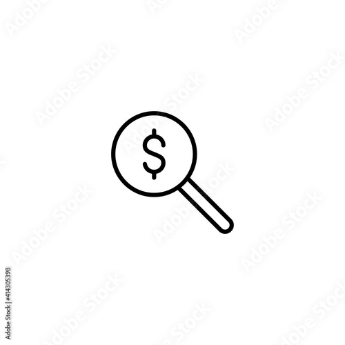 Magnifier with dolar symbol icon vector for computer, web and mobile app 