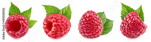 Fresh organic raspberry isolated on white background