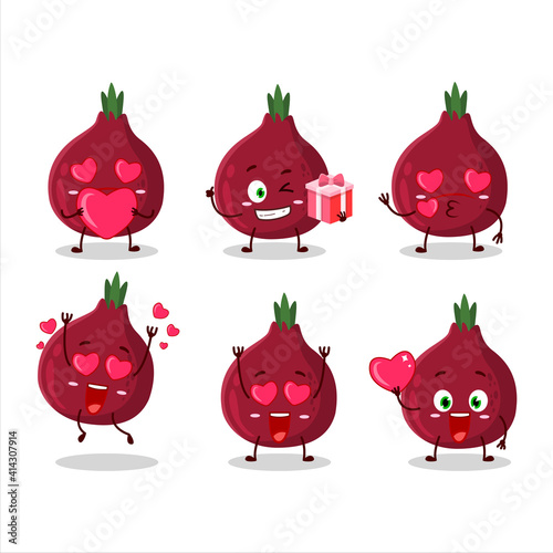 New onion cartoon character with love cute emoticon